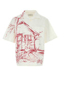 Men's Printed Poplin Shirt White Cotton