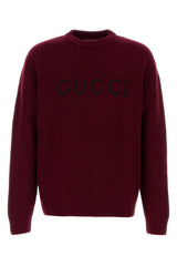 Men's Logo-Embroidered Wool Blend Sweater Burgundy