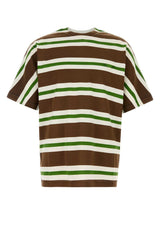 Men's Striped Cotton T-Shirt Brown