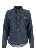 Women's Viscose Blend Denim Shirt Navy Silk Polyester