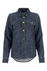 Women's Viscose Blend Denim Shirt Navy Silk Polyester