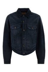 Women's Waistband Jacket Navy Cotton
