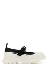 Women's Two-Tone Leather And Rubber Ballet Flat Black Shoe Textile Upper