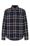 Men's Embroidered Cotton Plaid Shirt Navy