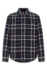 Men's Embroidered Cotton Plaid Shirt Navy