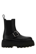 Women's Platform Calf Leather Boot Black Skin