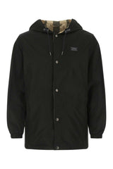 Men's Black Polyester Reversibile K-Way A1189 Trench Coat