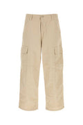 Men's Cargo Pants Beige Cotton Poplin