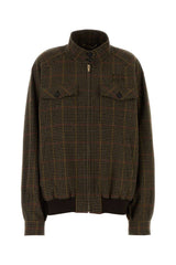 Women's Houndstooth Wool Jacket Brown Virgin