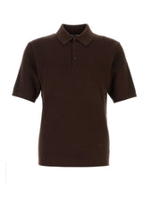 Men's Ribbed Cotton Polo Shirt Brown