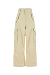 Women's Cotone Cargo Pants Beige Cotton Polyamide
