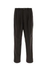 Men's Baggy Trousers Brown Polyester Wool Elastane