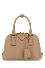 Women's Saffiano Leather Top Handle Bag Beige Calfleather