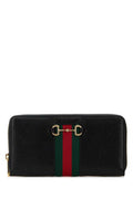 Women's Horsebit-Trimmed Calf Skin Wallet Black