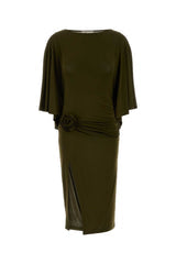 Women's Shiny Dress Green Viscose Elastane