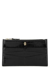Women's Black Leather Pouch Beauty Case Accessory
