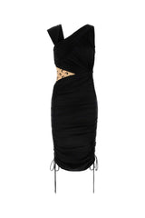 Women's Draped Dress Black Nylon Elastane