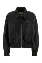 Women's Blouson Jacket Black Ovine Leather