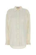 Women's White Satin Oversize Shirt Cream Acetate Viscose Sweater