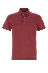Men's Polo Shirt Purple Cotton Elastane