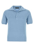 Men's Cotton-Blend Knit Polo Shirt Blue Nylon