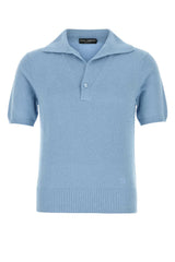 Men's Cotton-Blend Knit Polo Shirt Blue Nylon