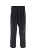 Men's Baggy Trousers Navy Polyester Wool Elastane