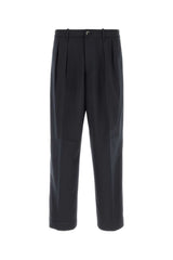 Men's Baggy Trousers Navy Polyester Wool Elastane