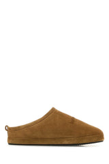 Men's Camel Suede Alaska Ankle Slippers Brownwhite Flat Shoes