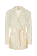 Women's Belted Blazer White Silk Blazers