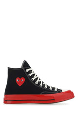 Unisex Logo-Embroidered Canvas Sneaker Black Cotton