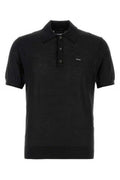 Men's Virgin Wool Polo Shirt Black Sweater