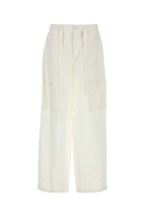 Men's Trouser Cargo White Linen Viscose