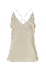 Women's Lace-Trimmed Satin Tank Top White Sweater