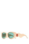 Unisex Acetate Oval Sunglasses Beige