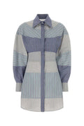 Women's Mixed-Stripe Cotton Poplin Shirt Dress Blue