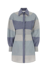 Women's Mixed-Stripe Cotton Poplin Shirt Dress Blue