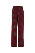 Women's Geometric-Printed Silk Trousers Burgundy