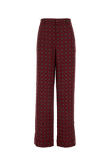 Women's Geometric-Printed Silk Trousers Burgundy