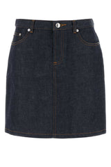 Women's Jupe Standard Mini Skirt Navy Cotton