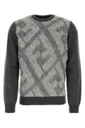 Men's Argyle-Jacquard Wool Blend Sweater Gray Virgin Mohair