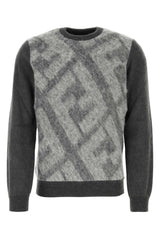 Men's Argyle-Jacquard Wool Blend Sweater Gray Virgin Mohair