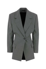Women's Stretch Wool Blend Blazer Gray Virgin Cotton Blazers