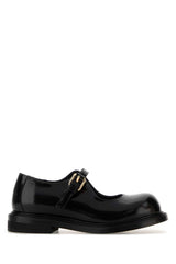 Women's Buckle-Strap Leather Mary-Jane Flat Black