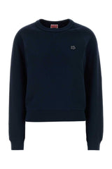 Women's Flower Sweatshirt Navy Cotton Sweater