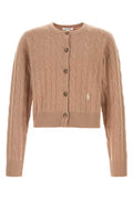 Men's Cableknit Cardigan Camel Cashmere Wool