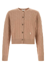 Men's Cableknit Cardigan Camel Cashmere Wool