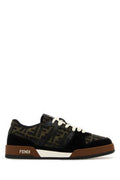 Men's Embroidered Canvas, Leather And Rubber Match Sneakers Nerotabaccneroice