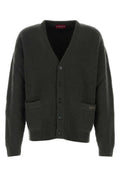 Men's Ribbed Wool-Cashmere Cardigan Green Mother Pearlt Virgin