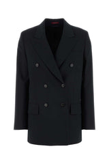 Women's Wool Double-Breasted Blazer Blue Blazers